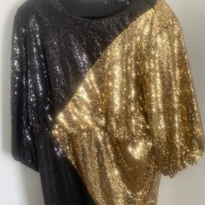 Sequence black and gold dress